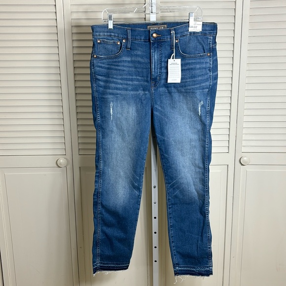 NWT J.Crew Point Sur Hightower Straight Jean with Let-own Hems Size 32 - Picture 2 of 12